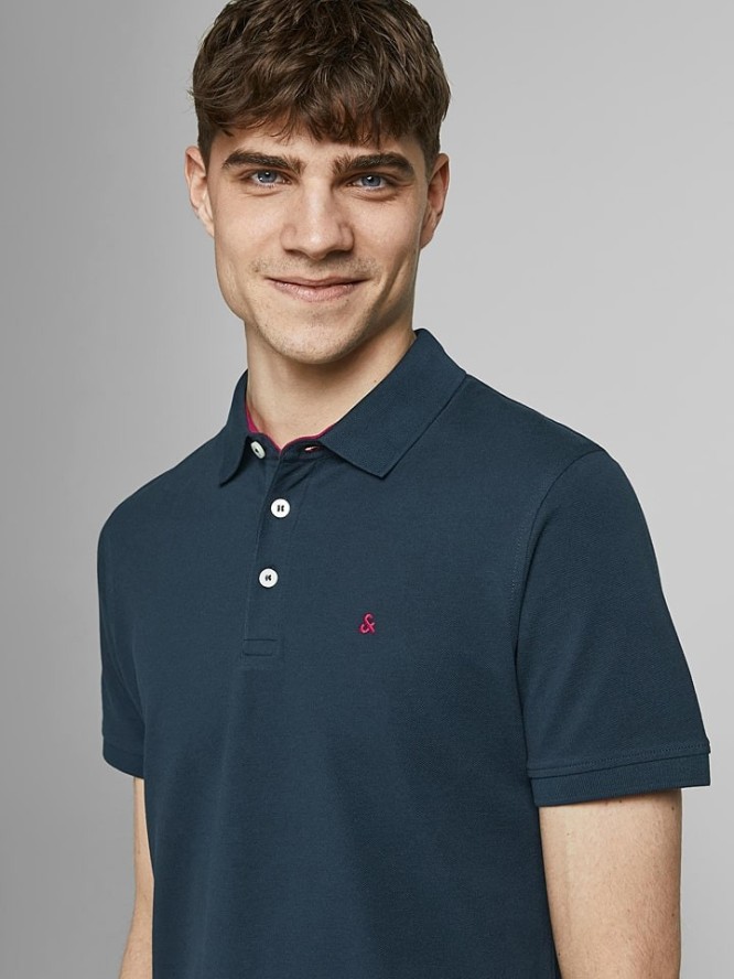 Jack & Jones Koszulka polo "Paulos" w kolorze granatowym rozmiar: L