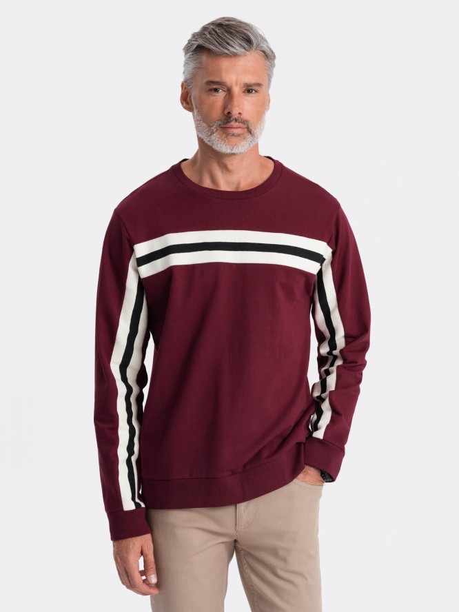 Bluza męska z lampasem - burgundowa V5 B1279 - XL