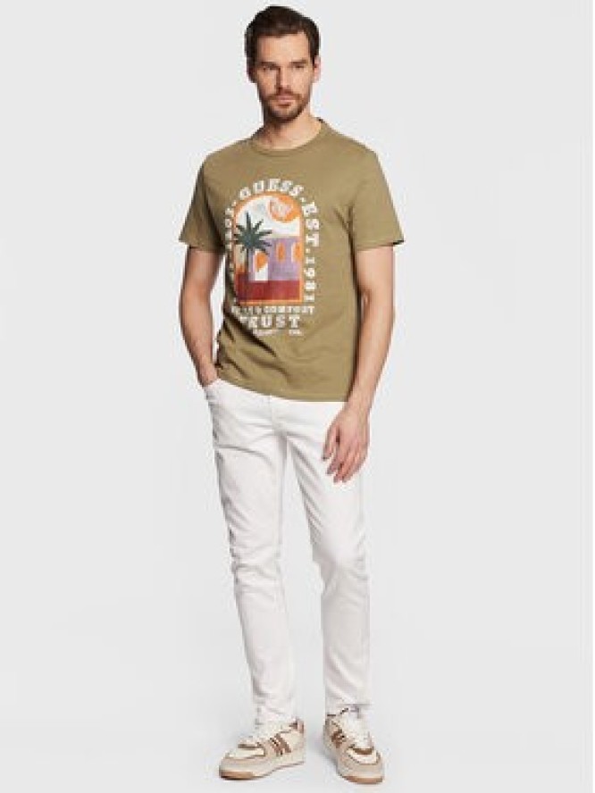 Guess T-Shirt Palm Window M3GI10 K6XN4 Zielony Slim Fit