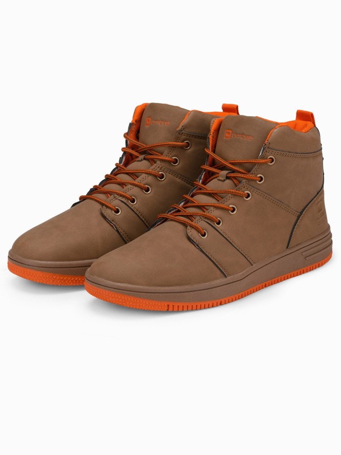 Buty męskie ocieplane sneakersy za kostkę - camel V5 OM-FOSH-0123 - 44