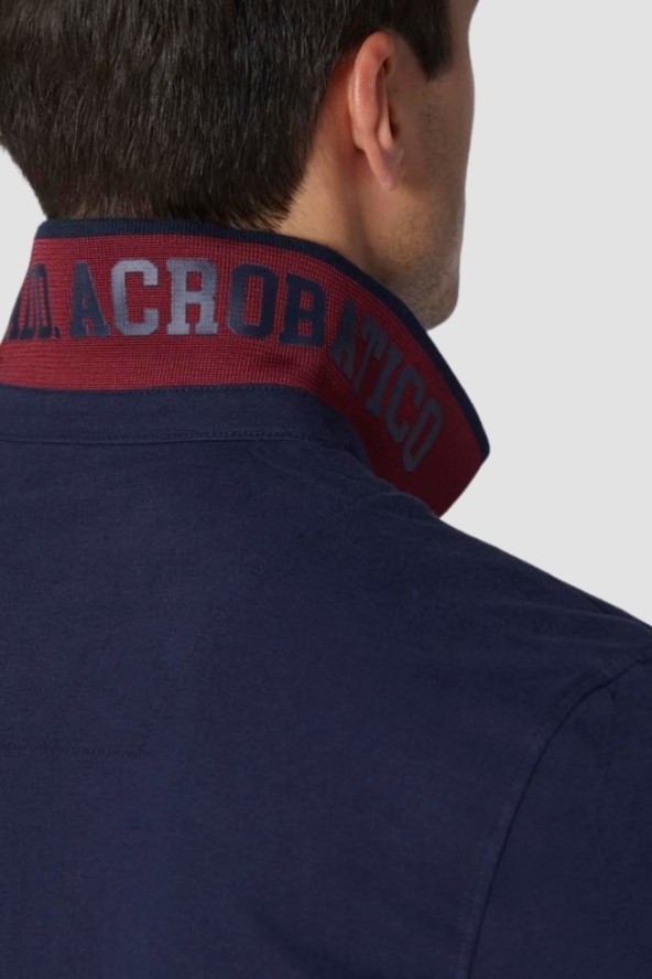 AERONAUTICA MILITARE Granatowy męski longsleeve polo Jersey