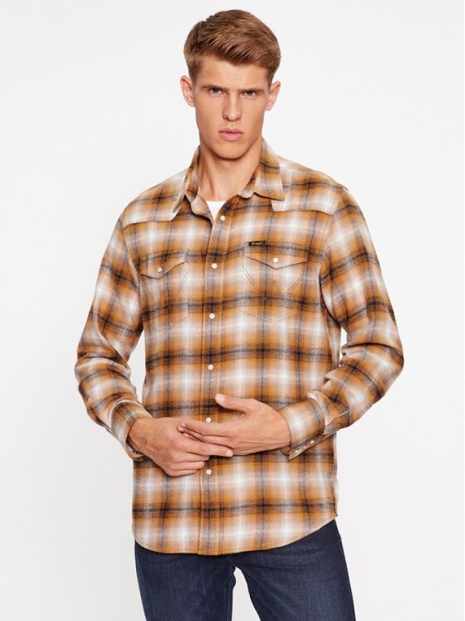 Wrangler Koszula jeansowa Western 112341159 Brązowy Regular Fit