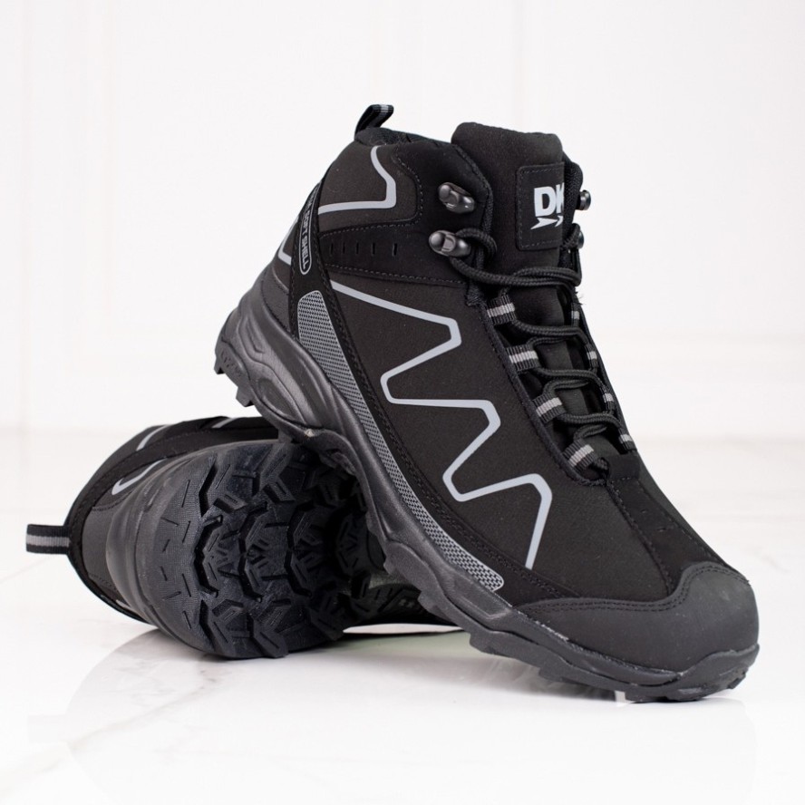 Wysokie sznurowane buty trekkingowe męskie DK czarne