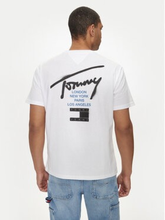 Tommy Jeans T-Shirt Graffiti Sig DM0DM18529 Biały Regular Fit