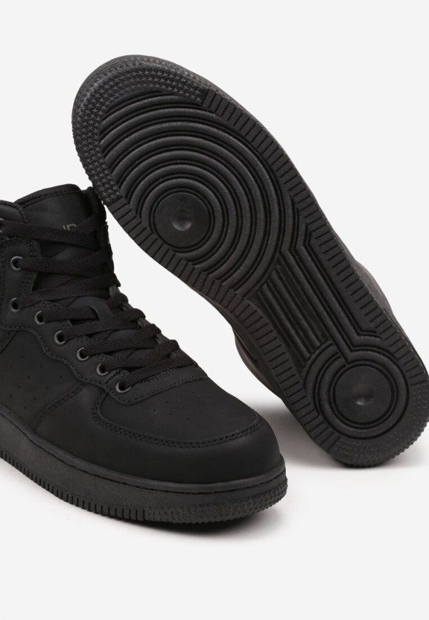 Czarne Płaskie Sznurowane Botki Sneakersy za Kostkę Mivara