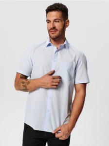 Koszula regular fit z krótkim rękawem - błękitny