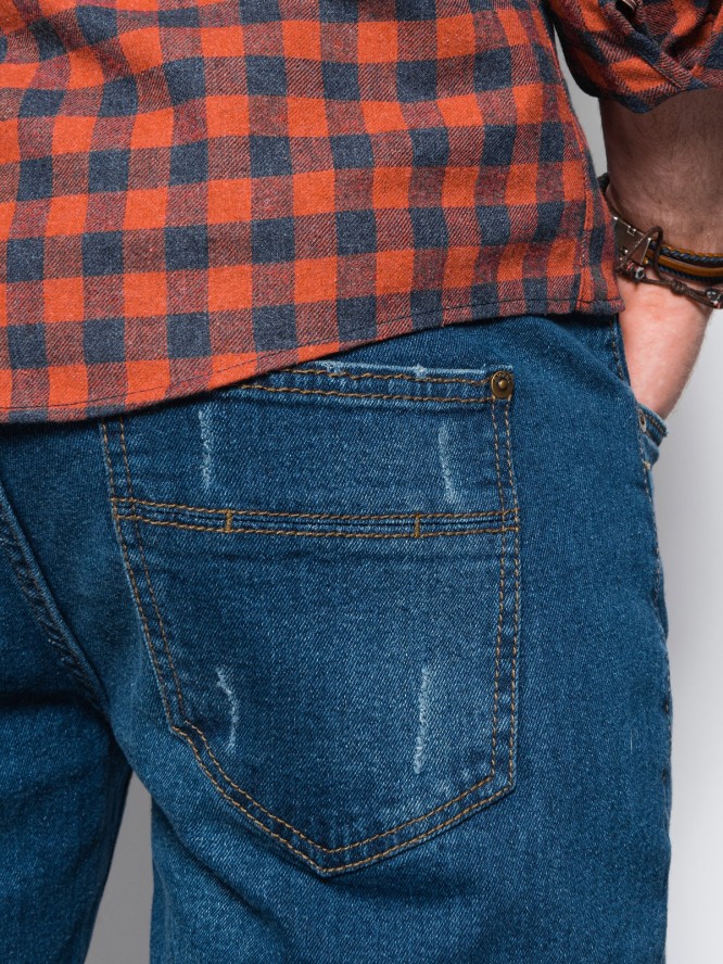 Spodnie męskie jeansowe SKINNY FIT - niebieskie P1060 - XXL