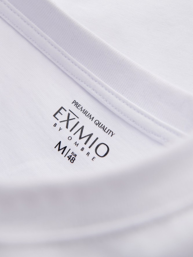 Koszulka męska z bawełnianego jerseyu z dużym bocznym napisem – biała V2 OM-TSPT-0213 - XXL