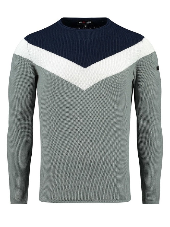 KEY LARGO Sweter w kolorze szaro-granatowo-białym rozmiar: XXL