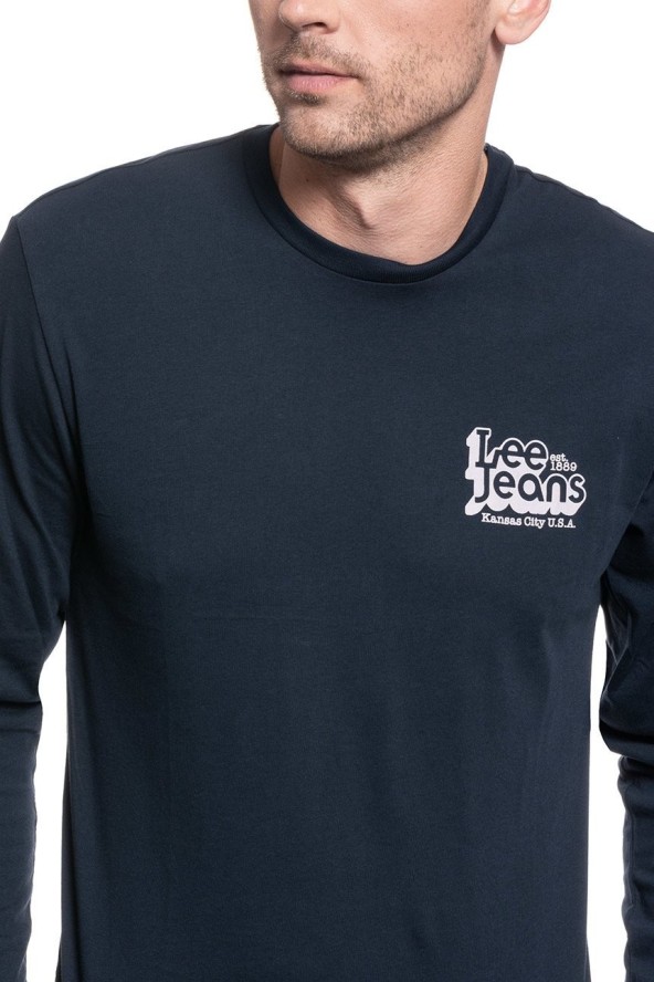 MĘSKA KOSZULKA LONGSLEVE LEE LS 70S LOGO TEE SKY CAPTAIN L62OFQHY