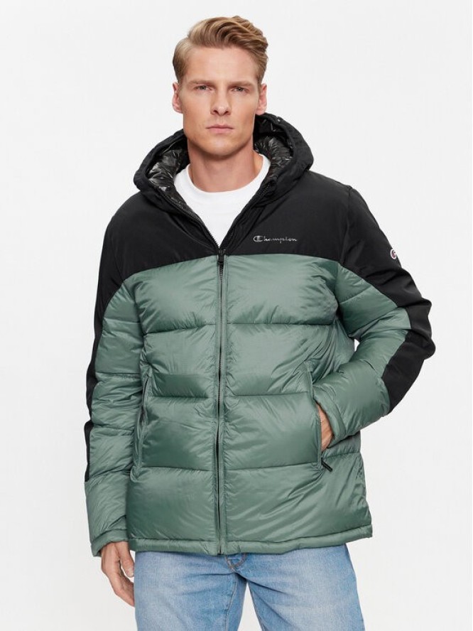 Champion Kurtka puchowa Hooded Jacket 219190 Zielony Regular Fit