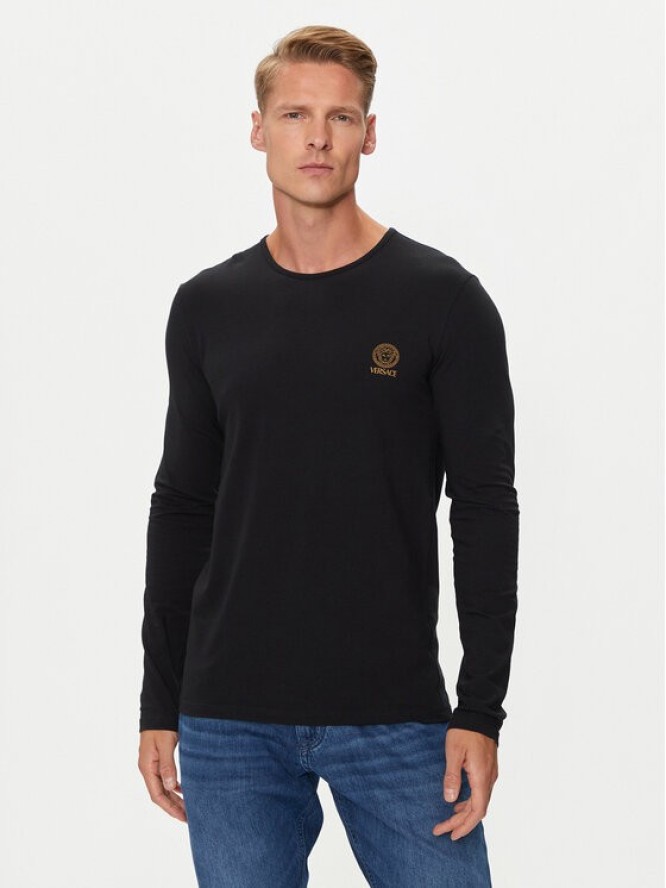 Versace Longsleeve AUU01007 1A10011 Czarny Regular Fit