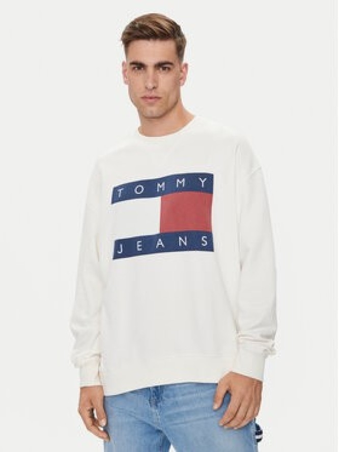 Tommy Jeans Bluza Big Flag DM0DM19222 Biały Relaxed Fit