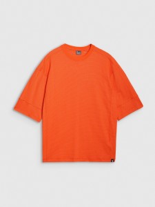 T-shirt oversize gładki męski - pomarańczowy