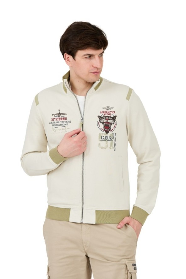 AERONAUTICA MILITARE Beżowa bluza Embroidered 51st