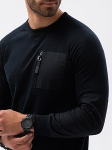 Bluza męska z reglanowym rękawem - czarna V6 OM-SSNZ-0122 - XXL