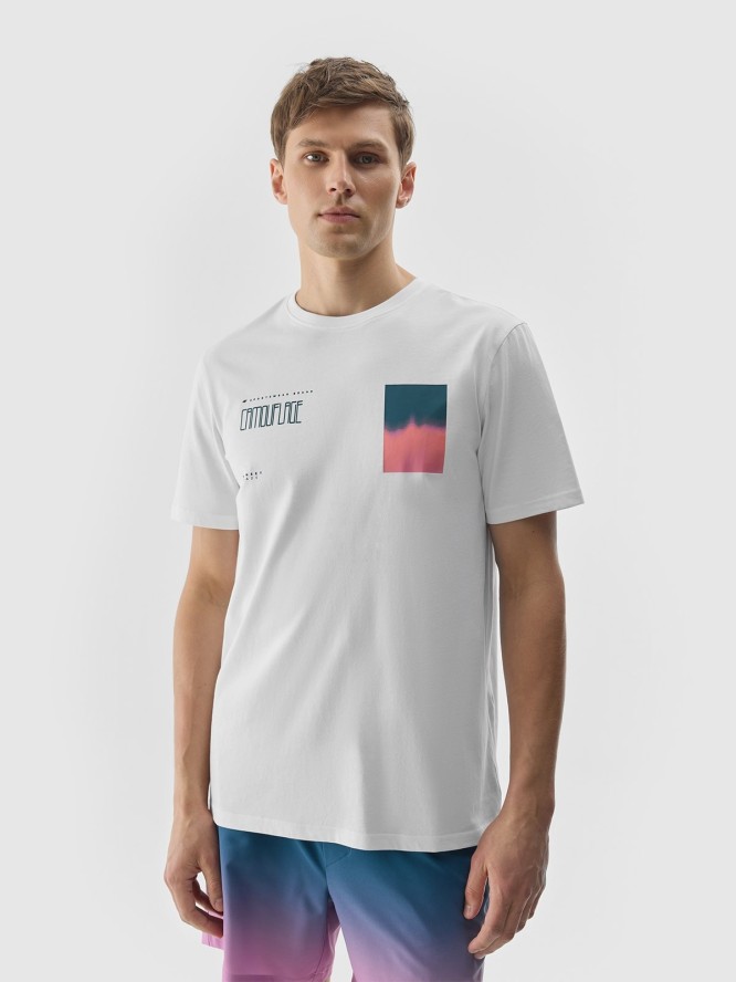 T-shirt z nadrukiem męski - biały