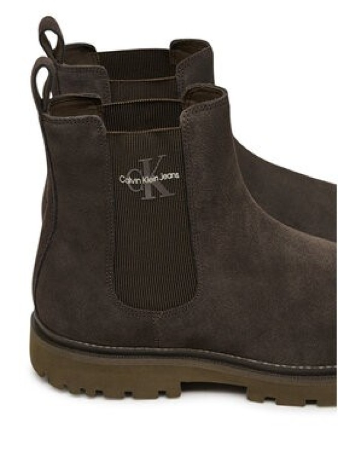 Calvin Klein Jeans Sztyblety Eva Boot Mid Chelsea Iconic Dr YM0YM01080 Brązowy