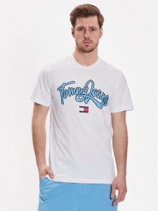 Tommy Jeans T-Shirt College Pop DM0DM16403 Biały Regular Fit