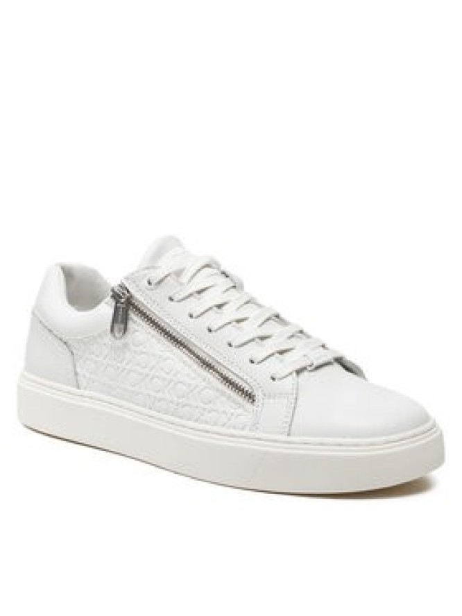 Calvin Klein Sneakersy Low Top Lace Up W/ Zip Mono HM0HM01496 Biały