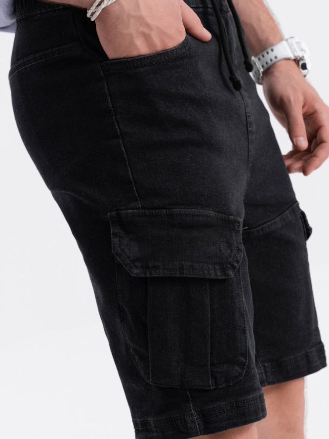 Krótkie spodenki męskie jeansowe - grafitowe V5 W362 - XL