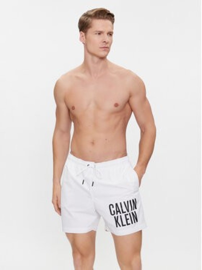 Calvin Klein Swimwear Szorty kąpielowe Medium Drawstring-Nos KM0KM00739 Biały Regular Fit