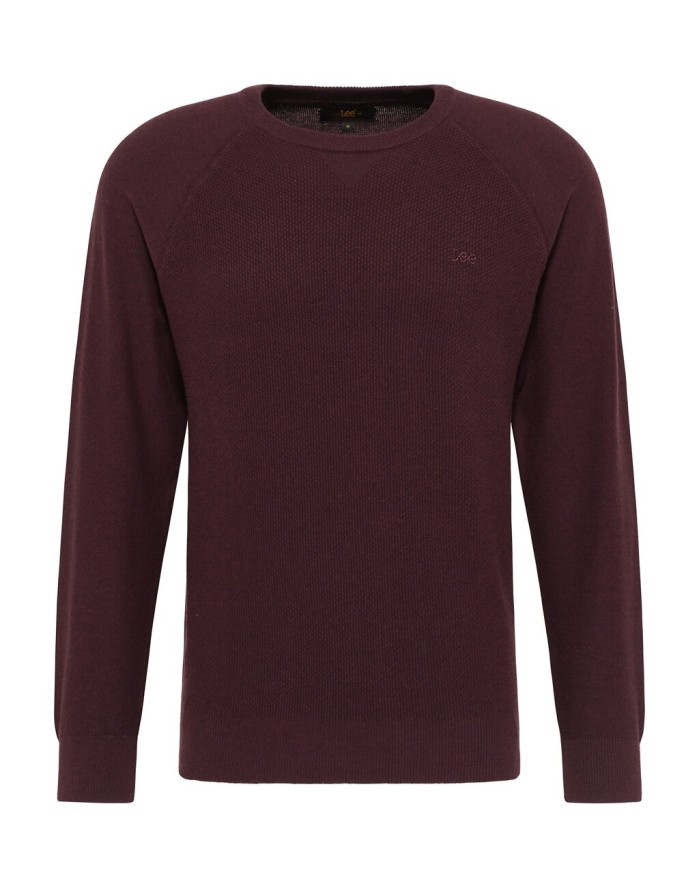 LEE RAGLAN CREW KNIT MĘSKI SWETER NIEROZPINANY LOGO VELVET BEET L83PKH74