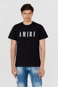 AMIRI T-shirt męski czarny z dużym białym logo