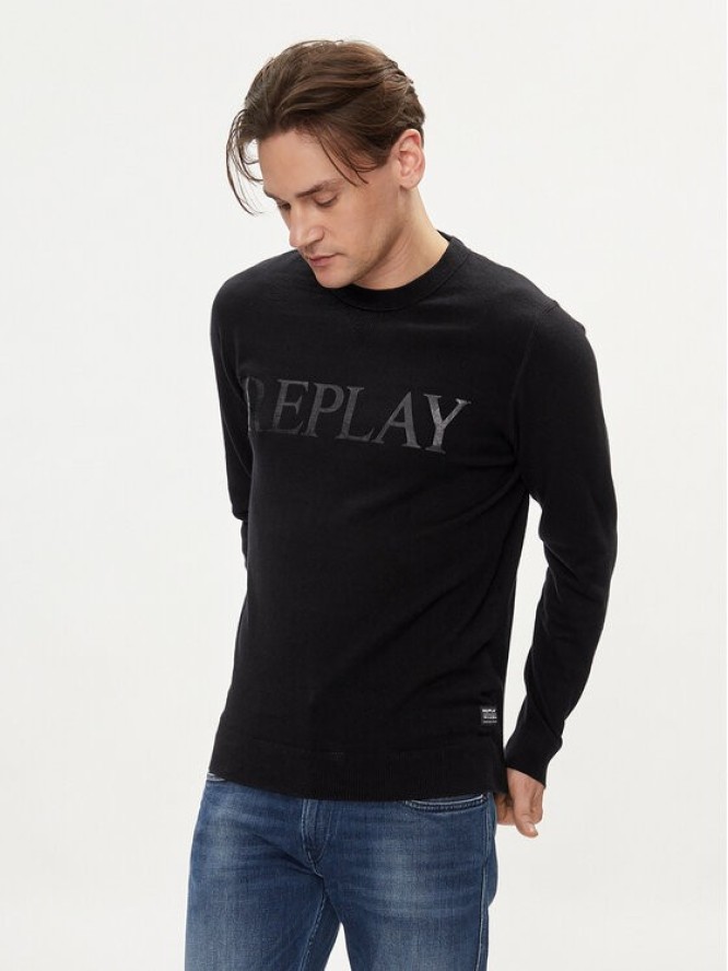 Replay Sweter UK2505.000.G23138 Czarny Slim Fit