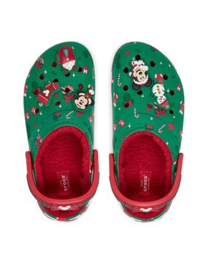 Crocs Klapki Classic Mickey Xmas Lined Clog 210813 Zielony