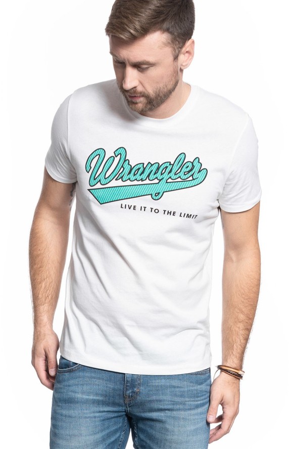 MĘSKI T-SHIRT WRANGLER SS LIVE IT TEE OFF WHITE W7E8D3737