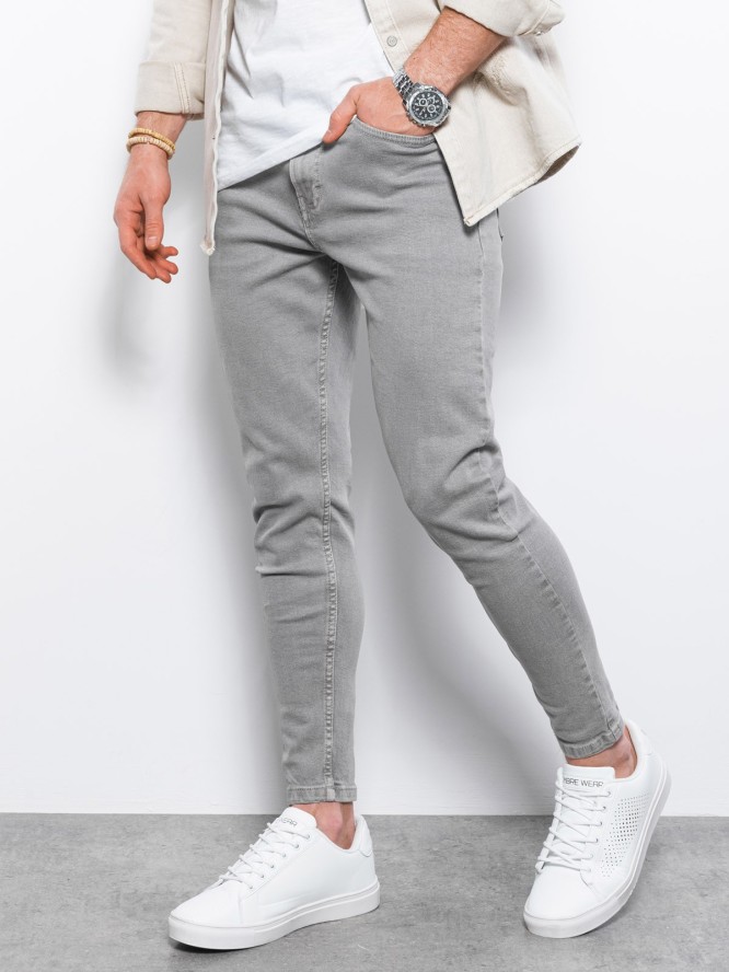 Spodnie męskie jeansowe bez przetarć SLIM FIT - szare V1 OM-PADP-0148 - XXL