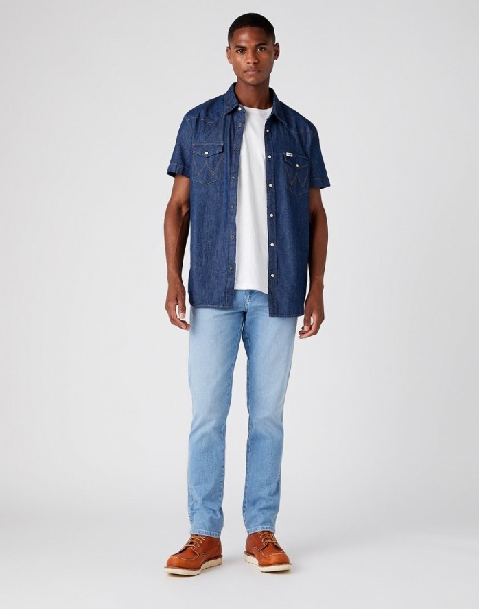 WRANGLER TEXAS SLIM MĘSKE SPODNIE JEANSOWE BLUE CHAMP W12SYI29K