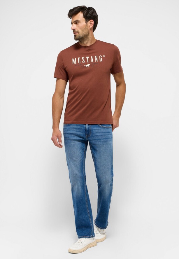 Męski T-shirt KOSZULKA NADRUK LOGO MUSTANG Austin Cinnamon 1015829 3238