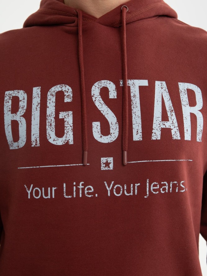 Bluza męska z kapturem z logo BIG STAR bordowa Ashlyno 604