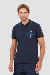 AERONAUTICA MILLITARE Granatowa koszulka polo Sleeve