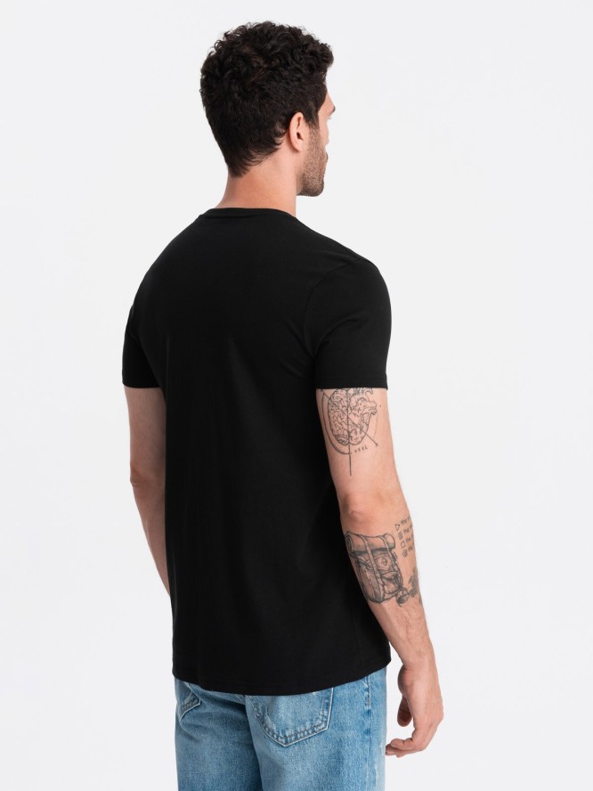T-shirt męski z nadrukiem Ombre Casual Style – czarny V2 OM-TSPT-0144 - XXL