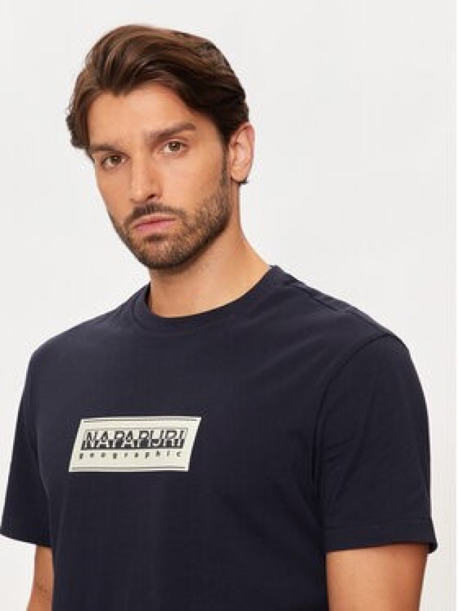 Napapijri T-Shirt S-box Logo NP0A4I3L Granatowy Regular Fit