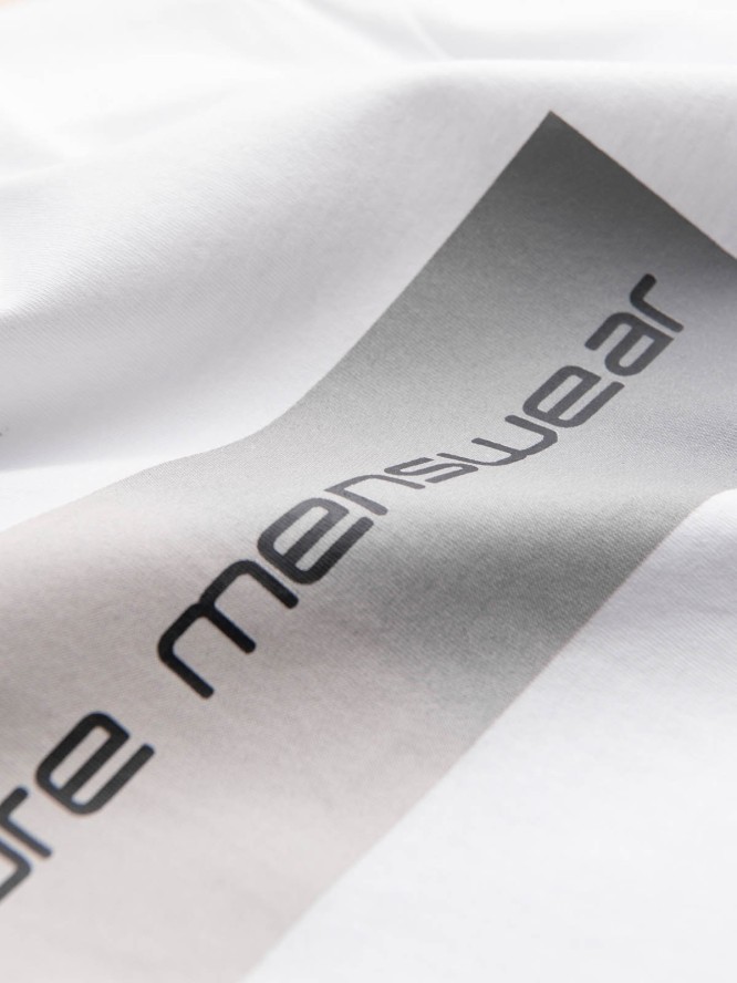 T-shirt męski bawełniany z nadrukiem - biały V2 S1751 - XL