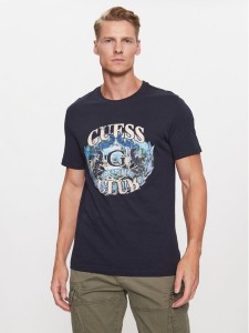 Guess T-Shirt M3BI70 K6XN4 Granatowy Slim Fit