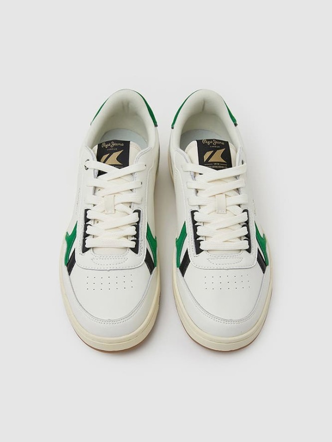 Pepe Jeans FOOTWEAR Skórzane sneakersy w kolorze biało-zielonym rozmiar: 44