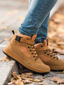 Buty męskie sneakersy za kostkę - camel V3 T317 - 44