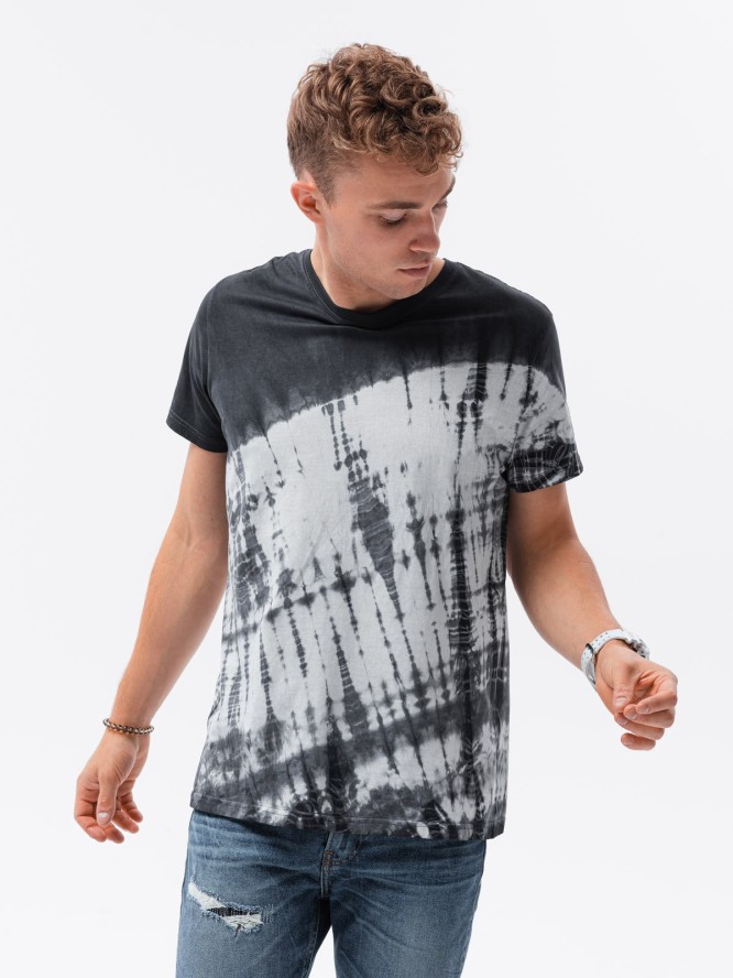 T-shirt męski bawełniany TIE DYE - grafitowy V1 S1617 - XXL